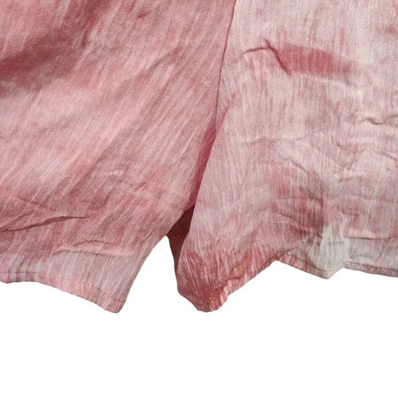 Fraiche by J Romper V-neck Surplice Smocked Waist Shorts Women Size L Pink - Picture 3 of 9